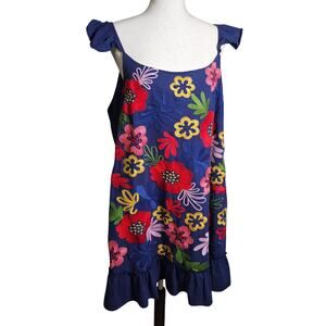 Andree Cotton Linen Blend Embroidered Dress with Adjustable Straps 2X